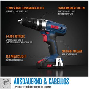 Produktbild für Akku-Schlagbohrschrauber Güde BSB 18-0, 58503