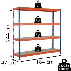 Produktbild für Weitspannregal Schulte 18285-N, 4 Holzböden