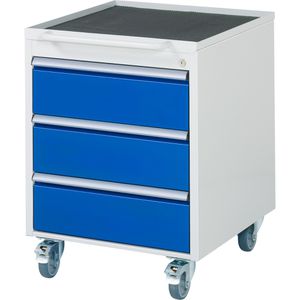Produktbild für Rollcontainer Rau Serie 7000, aus Metall, lichtgrau / blau