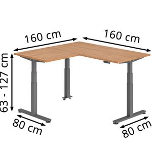 Produktbild für Schreibtisch Hammerbacher XDSMW, nussbaum / graphit