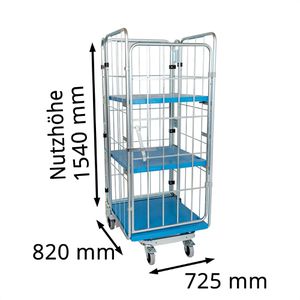 Produktbild für Rollbehälter HMH nestbar &amp; 2 Böden Nutzhöhe 1540mm