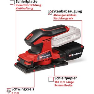 Produktbild für Schwingschleifer Einhell TC-OS18/187 Li Solo, Akku