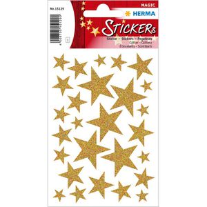 HERMA Weihnachts-Sticker DECOR "Sterne" 21 mm gold 3 Blatt à 20 Sticker 
