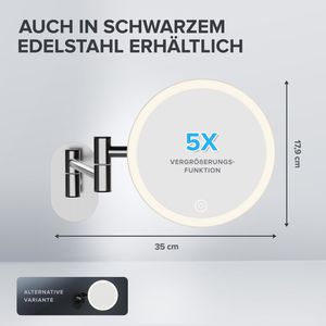 Produktbild für Kosmetikspiegel ovimar Vorupor, dimmbare Beleuchtung, silber