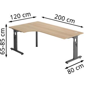Produktbild für Schreibtisch Hammerbacher O-Serie, eiche / graphit