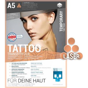 Skullpaper Transferpapier Tattoofolie Laser, A5, temporäre Tattoos auf der Haut, 6 Blatt