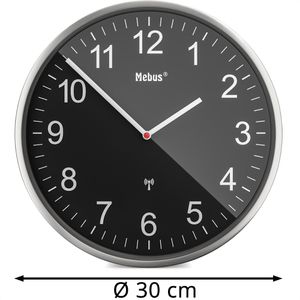 Produktbild für Wanduhr Mebus 19578, Aluminium, analog, Funkuhr