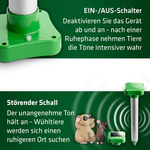 Produktbild für Tiervertreiber Gardigo Wühltier-Abwehr 4 Jahreszeiten, Solar