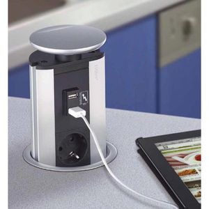Produktbild für Einbausteckdose EVOline Port, mit 3 m Kabel, versenkbar