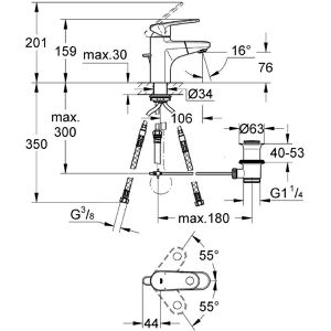 Produktbild für Waschtischarmatur GROHE Europlus M-Size, verchromt