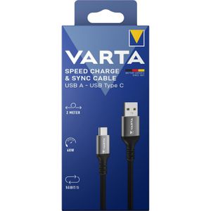 Produktbild für Ladekabel Varta Speed Charge &amp; Sync, schwarz, 2m
