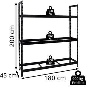 Produktbild für Reifenregal PROREGAL TIGER XL, schwarz, für 21 Reifen
