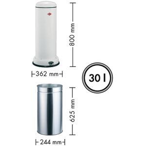 Produktbild für Mülleimer Wesco Big Baseboy, weiß