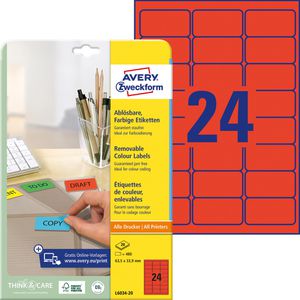 Produktbild für Universaletiketten Zweckform L6034-20, rot