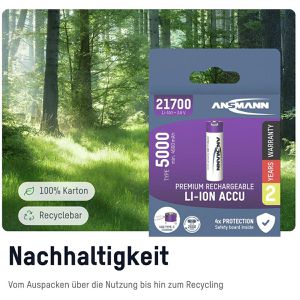 Produktbild für Akku Ansmann 21700, 1308-0001, 4800 mAh