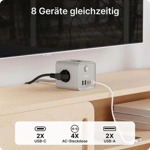 Produktbild für Steckdosenwürfel Voomy Power Cube S7, mit Schalter, grau
