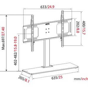 Produktbild für TV-Ständer myWall HP2DL, schwarz, Metall &amp; Glas