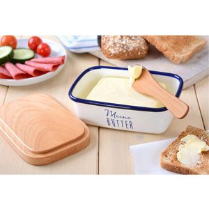 Produktbild für Butterdose Gräwe aus Emaille / Holz