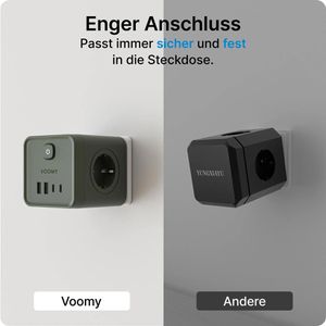 Produktbild für Steckdosenwürfel Voomy Split X7, mit Schalter, grün