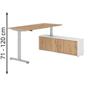 Produktbild für Schreibtisch Hammerbacher XMST 29443, asteiche, mit Sideboard