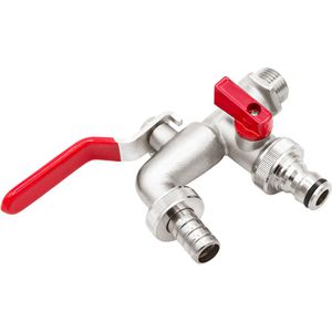 Produktbild für Auslaufventil Variosan 11282, Hebelgriff rot, aus Messing