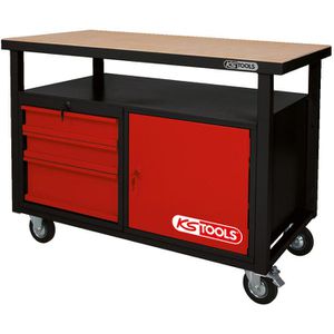 Werkbank KS-Tools 865.0101, rot, mit Rollen