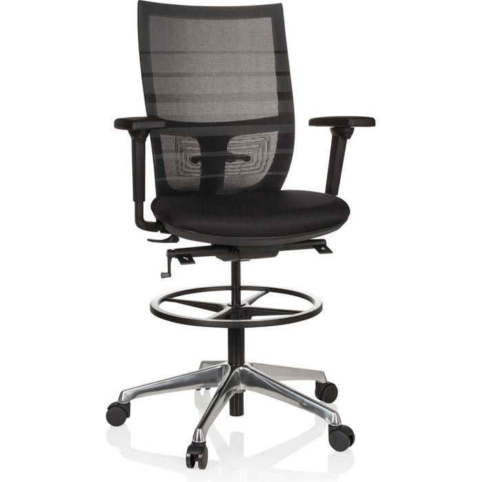 Hjh OFFICE Arbeitsstuhl WORK MF2 W - Ergonomisch & Höhenverstellbar - Weißer Drehstuhl Mit Fußring