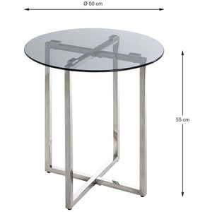 Produktbild für Beistelltisch Haku-Möbel 18576, Ricardo 1, grau, Glas / Metall