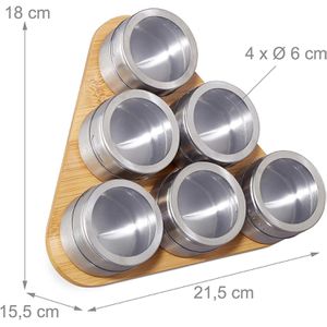 Produktbild für Gewürzregal Relaxdays 10028836, braun, mit 6 Gewürzdosen