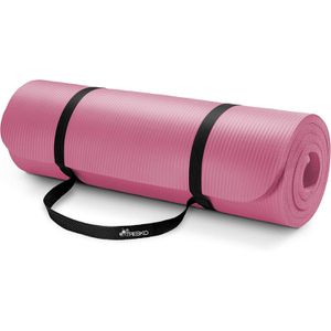 Produktbild für Yogamatte Tresko mit Tragegurt, rosa, 1 cm stark