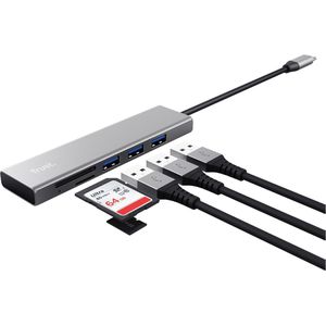 Produktbild für USB-Hub Trust Halyx 24191, silber, SD-Kartenslot
