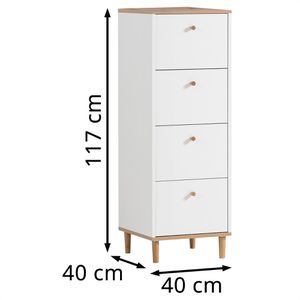 Produktbild für Kommode Schildmeyer Hilda, 155884, mattweiß / artisaneiche