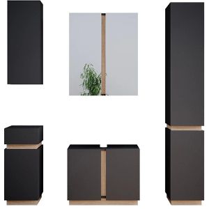 Badmöbel-Set Vicco Gloria, anthrazit, 5-teilig