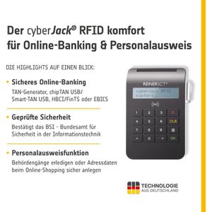 Produktbild für Chipkartenleser REINERSCT cyberJack RFID komfort USB-C