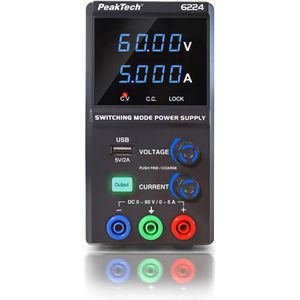 Produktbild für Labornetzteil PeakTech P 6224, mit LED-Display und USB-A
