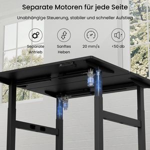 Produktbild für Schreibtisch FlexiSpot EH1B, Doppelarbeitsplatz, schwarz