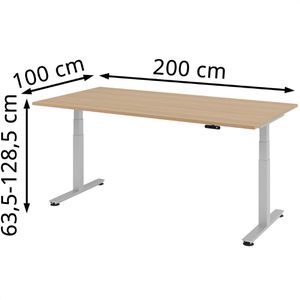 Produktbild für Schreibtisch Hammerbacher XDSM 2E, eiche / silber