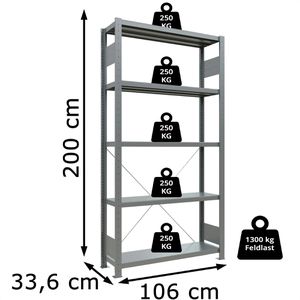 Produktbild für Schwerlastregal Schulte 12930, 5 Metallböden