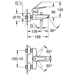 Produktbild für Badewannenarmatur GROHE Start 24206002, aus Messing