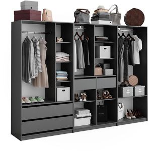 Produktbild für Kleiderschrank Vicco Elmo, 3er Set, anthrazit