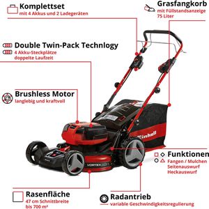 Produktbild für Rasenmäher Einhell-Professional GP-CM 36/47 S HW Li, Akku