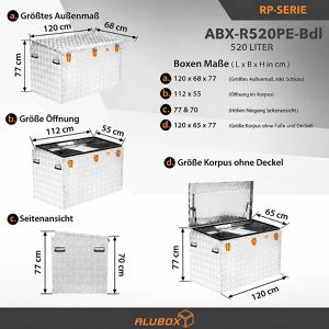 Produktbild für Fahrzeugbox ALUBOX-Alukiste ABX-R520PE, Aluminium Riffelblech
