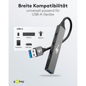 Produktbild für USB-Hub Goobay 74456, mit Metallgehäuse