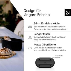 Produktbild für Brotkasten LARS-NYSØM Aegte Carbon Black, Stahl / Bambus
