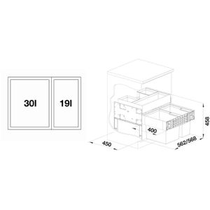 Produktbild für Einbaumülleimer BLANCO Select II 60/2 Orga, 526208