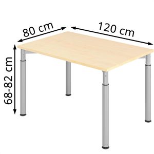 Produktbild für Schreibtisch Hammerbacher Y-Serie, ahorn / silber