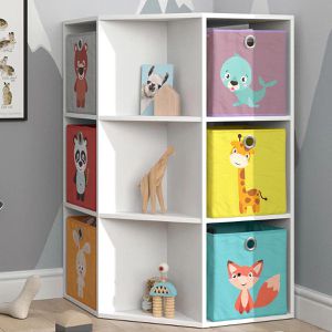 Produktbild für Bücherregal Vicco Luigi, weiß, mit 6 Faltboxen
