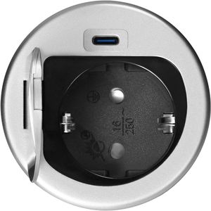 Produktbild für Einbausteckdose Orno GM-9040, mit 1,9 m Kabel, klappbar