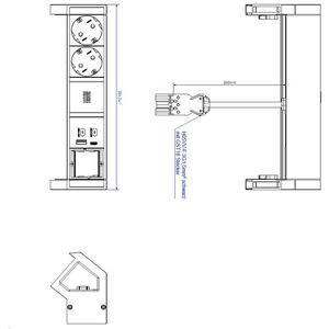 Produktbild für Tischsteckdose Bachmann Desk 2, mit 0,2 m GST18 Kabel