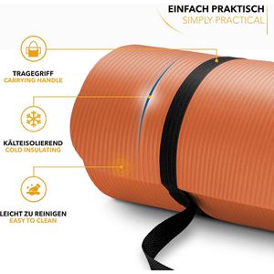 Produktbild für Yogamatte Tresko mit Tragegurt, orange, 1 cm stark